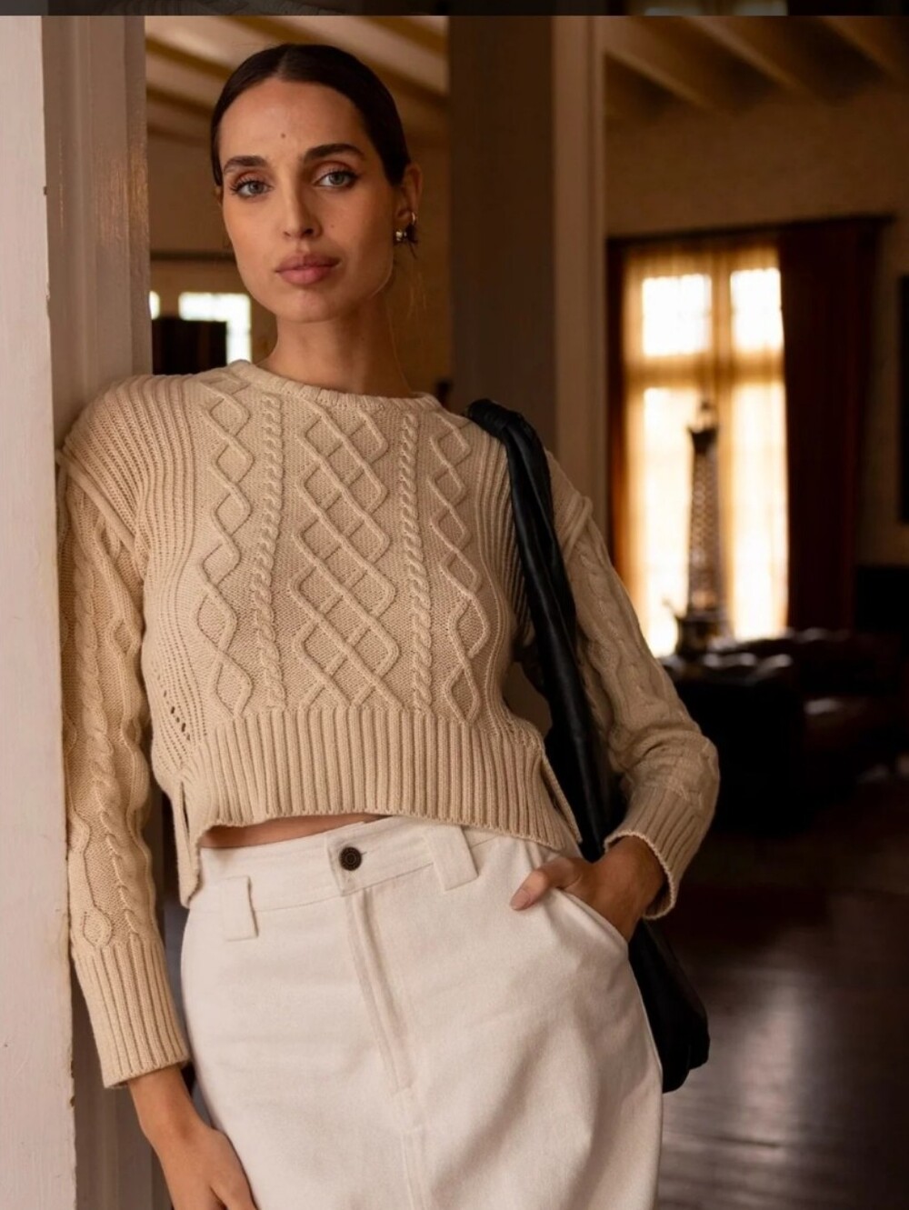 CLEOBELLA Chunky Cable Knit Handmade Sweater 100% Organic Cotton Dolman